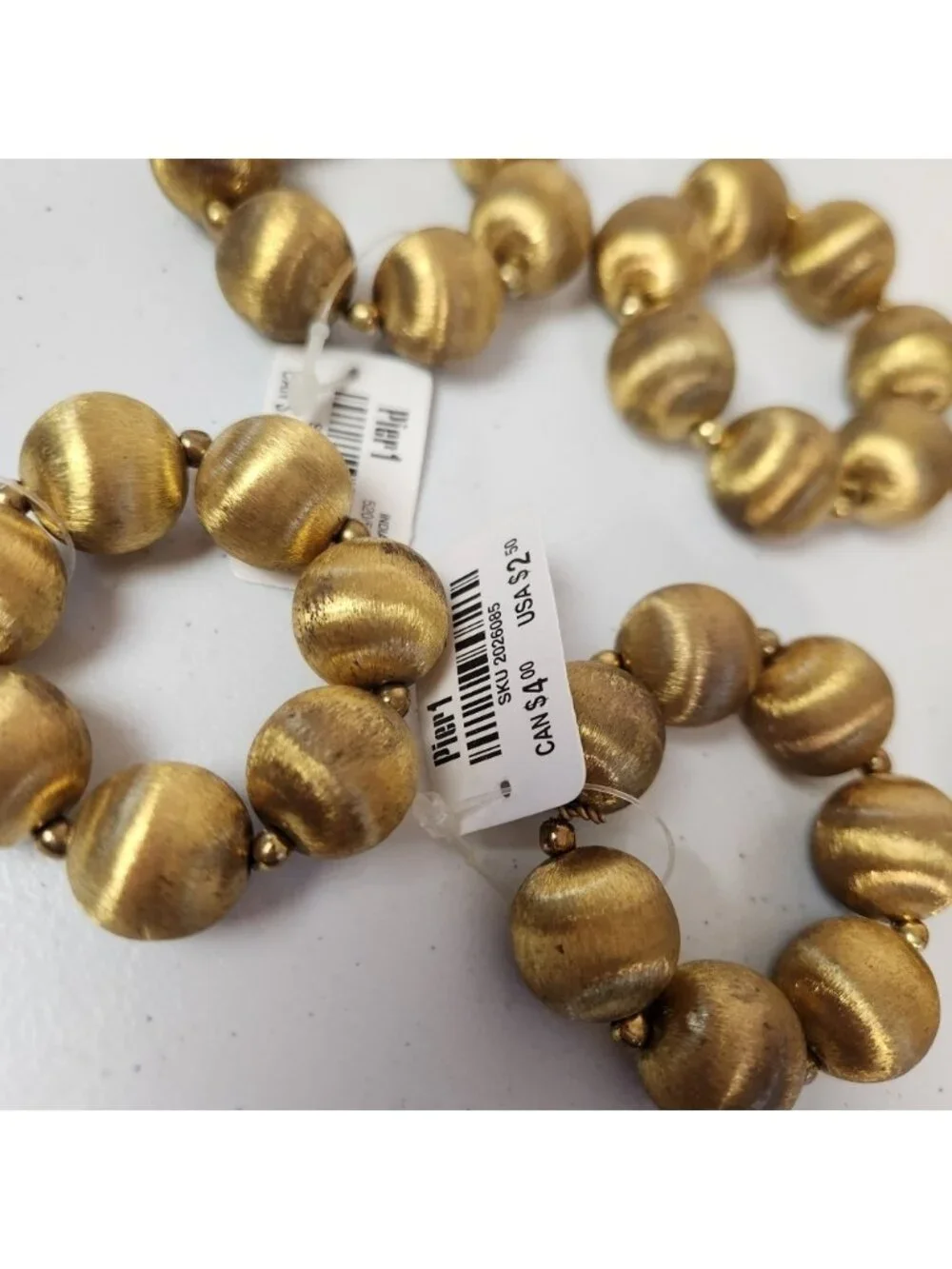 Pier 1 Burnished Gold Metal Napkin Rings Set of 8 Christmas New Years Table New